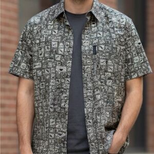 Columbia Men's Black Patterned Short Sleeve Shirt NWOT Fishing beach vacation